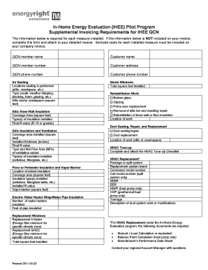 In-Home Energy Evaluation Invoicing Requirements