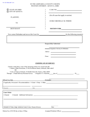 Ohio Motion for Court