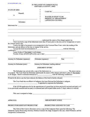 Ohio Waiver of Right to Be Present at Arraignment