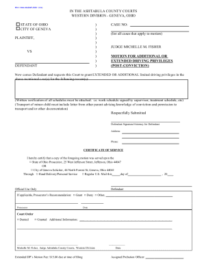 Motion for Extended Driving Privileges