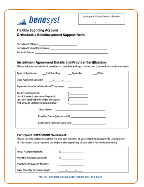Orthodontia Reimbursement Support Form