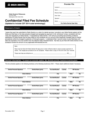 Delta Dental Fee Schedule Agreement