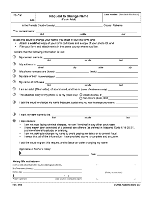 Alabama Adult Name Change Request