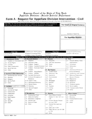 New York Civil Appeal Form A