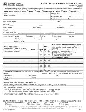 Activity Notification or Authorization Form SG.3