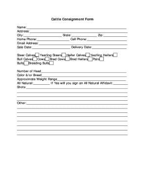 Cattle Consignment Form