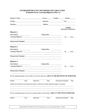 Internship Evaluation Form