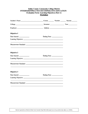 Dallas County Internship Evaluation Form