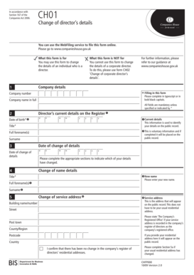 UK Change of Director's Details Form CH01