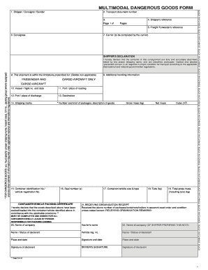 Multimodal Dangerous Goods Form