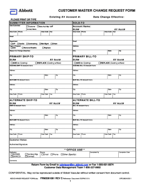 Customer Master Change Request Form