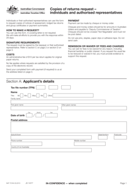 Australian Taxation Office Copies of Returns Request Form