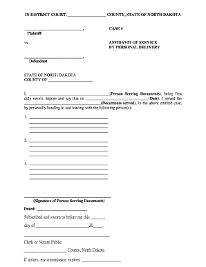 Affidavit of Service by Personal Delivery