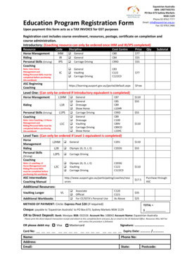Equestrian Australia Education Program Registration Form