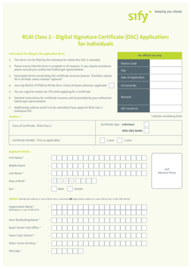 RCAI Class 2 Digital Signature Certificate Application