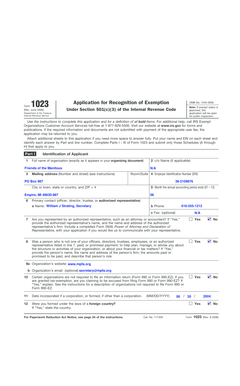 IRS Form 1023 Application for Recognition of Exemption