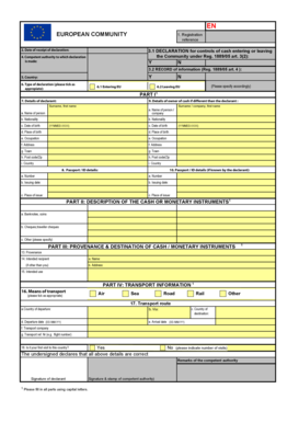 EU Cash Declaration Form