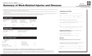 OSHA Form 300A Summary of Work-Related Injuries and Illnesses