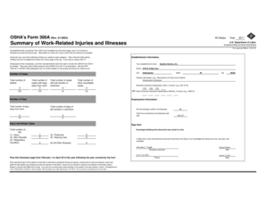 OSHA Form 300A Summary of Work-Related Injuries and Illnesses