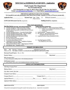 Clark County Fire Department Plan Review Application