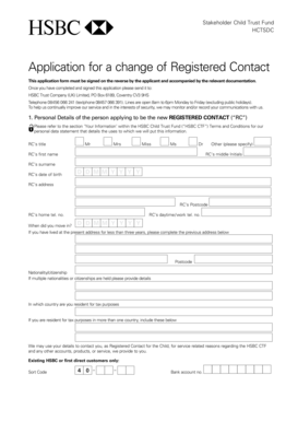 HSBC Child Trust Fund Registered Contact Change Application