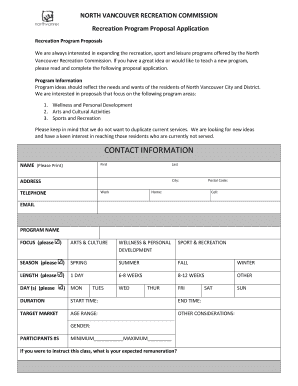 recreation program proposal template