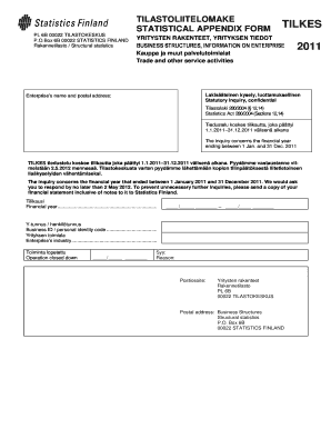 Statistical Appendix Form for Business Structures