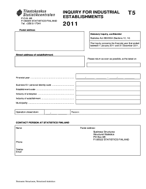 Statistics Finland Industrial Activity Inquiry