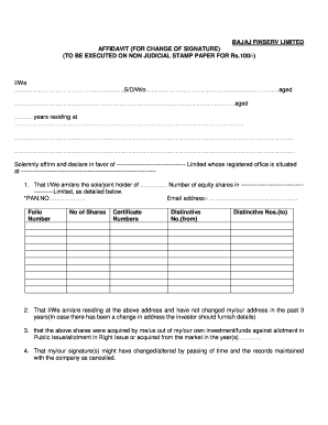 Bajaj Finserv Affidavit for Change of Signature