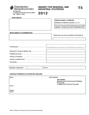 Inquiry for Regional and Industrial Statistics
