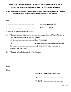 Affidavit for Change of Name After Marriage