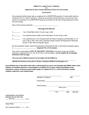 Affidavit for Lawful Presence Verification
