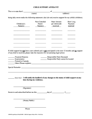 Child Support Affidavit