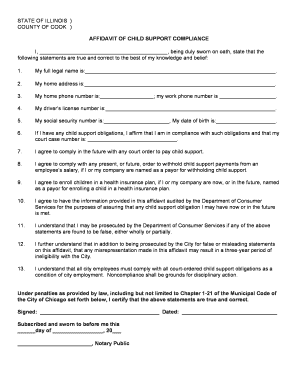 Illinois Affidavit of Child Support Compliance