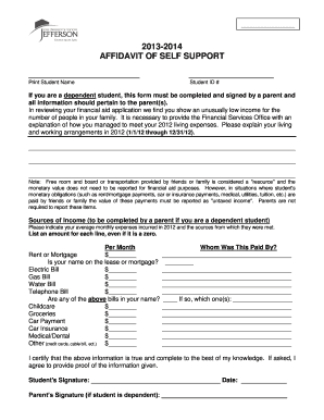 Affidavit of Self Support
