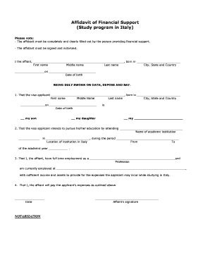 Affidavit of Financial Support