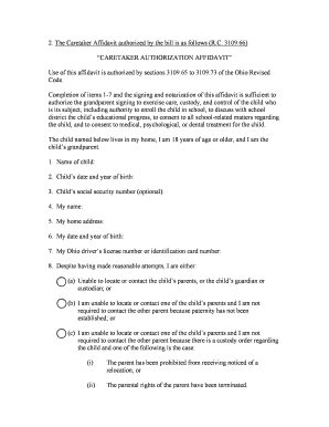 Caretaker Authorization Affidavit