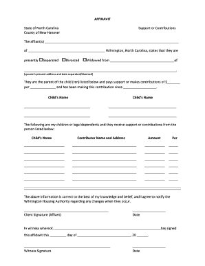 Affidavit of Support or Contributions