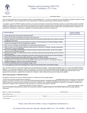 ARDMS OB/GYN Clinical Verification Form