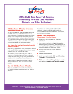 Child Care Aware Membership Application