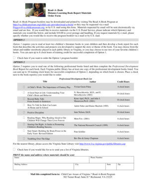 Read~A~Book Distance Learning Book Report Order Form