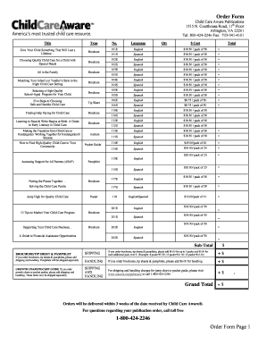 Child Care Aware Order Form