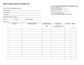Fleet Fueling Customer Change Form