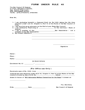 Bar Council of Gujarat Rule 40 Payment Form