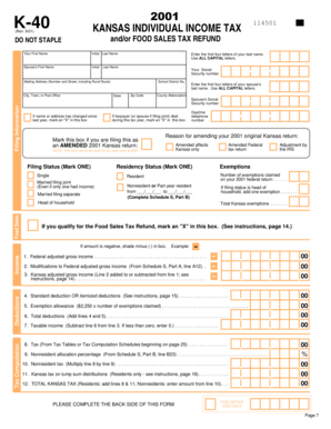 Kansas Individual Income Tax Form K-40
