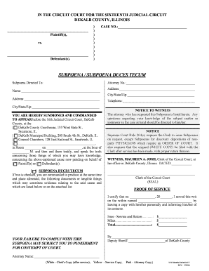 Illinois Subpoena Form