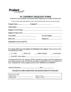 W-2 Reprint Request Form