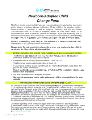 Newborn/Adopted Child Change Form