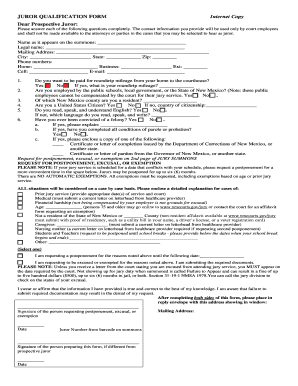 Juror Qualification Form