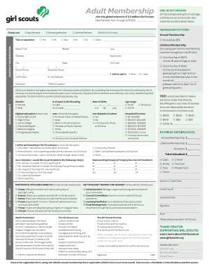 Girl Scouts Adult Membership Application